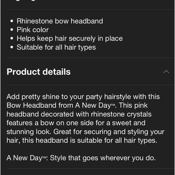 Pink Rhinestone Bow Headband A New Day NWT - Picture 6 of 7
